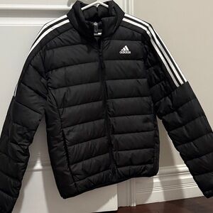 Adidas Men's Black and White Puffer Jacket SZ M